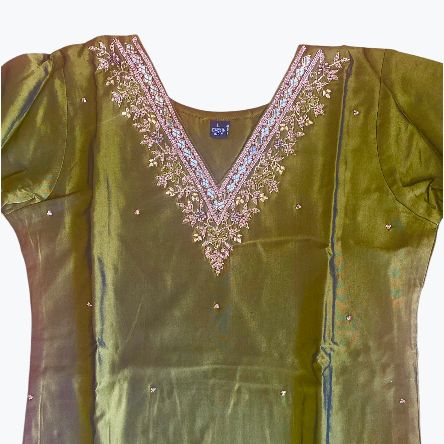 Pure Chanderi Embellished A-Line Kurta Set