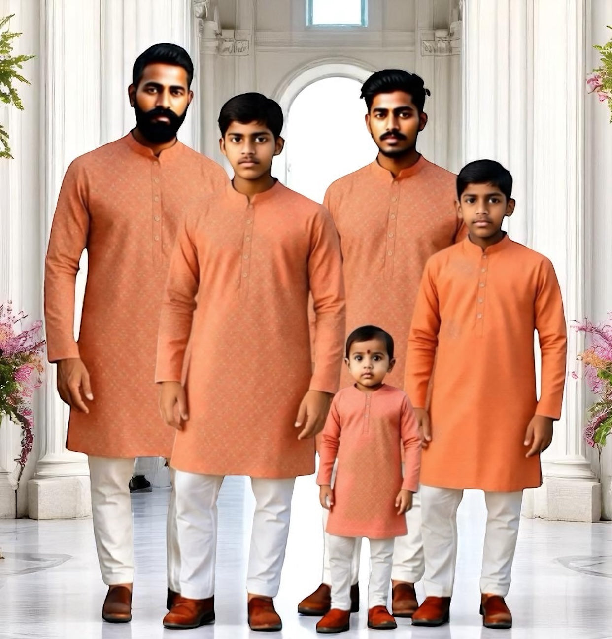 Chikankari father-son family combo set