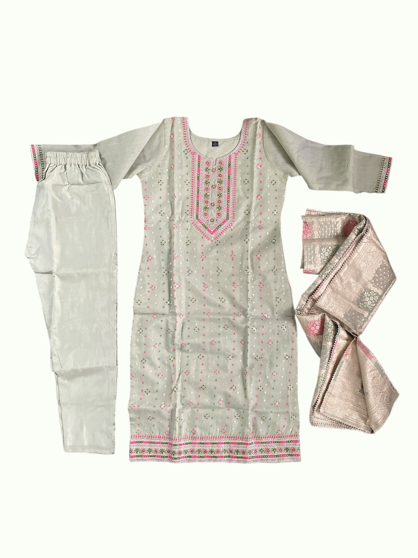 Cotton silk straight kurta set
