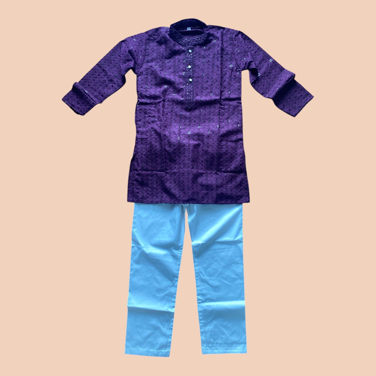 Chikankari father-son family combo set