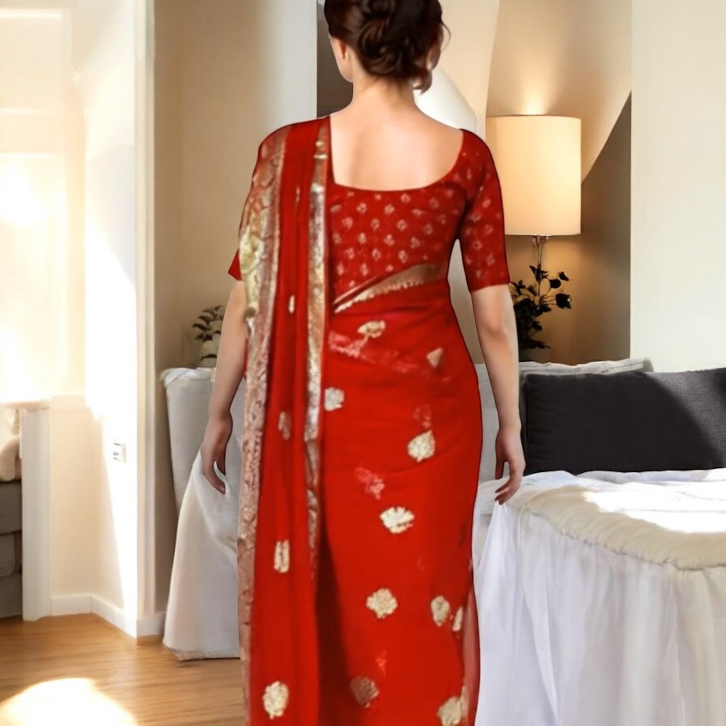 Kumkum Zari Work Sari Only. Fall and Pico Done.