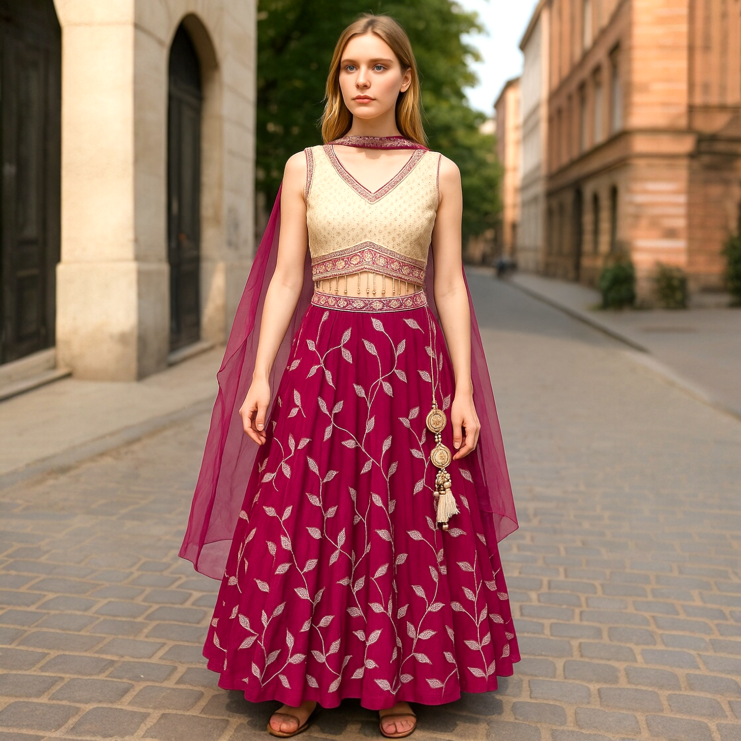 Pearl work lehenga