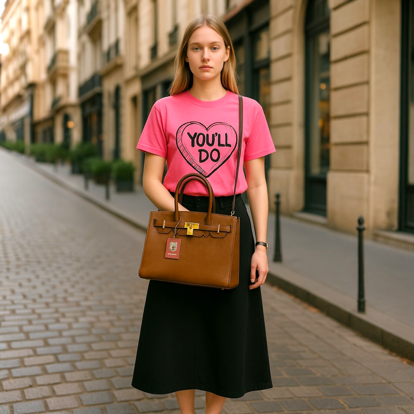 Croc-embossed leather bag