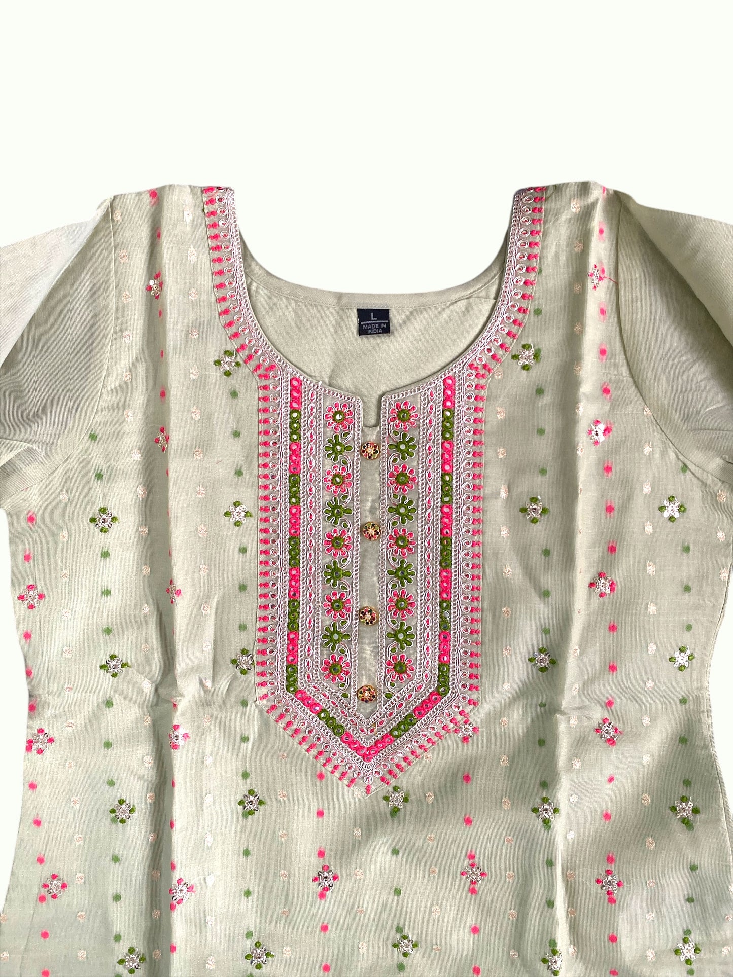 Cotton silk straight kurta set