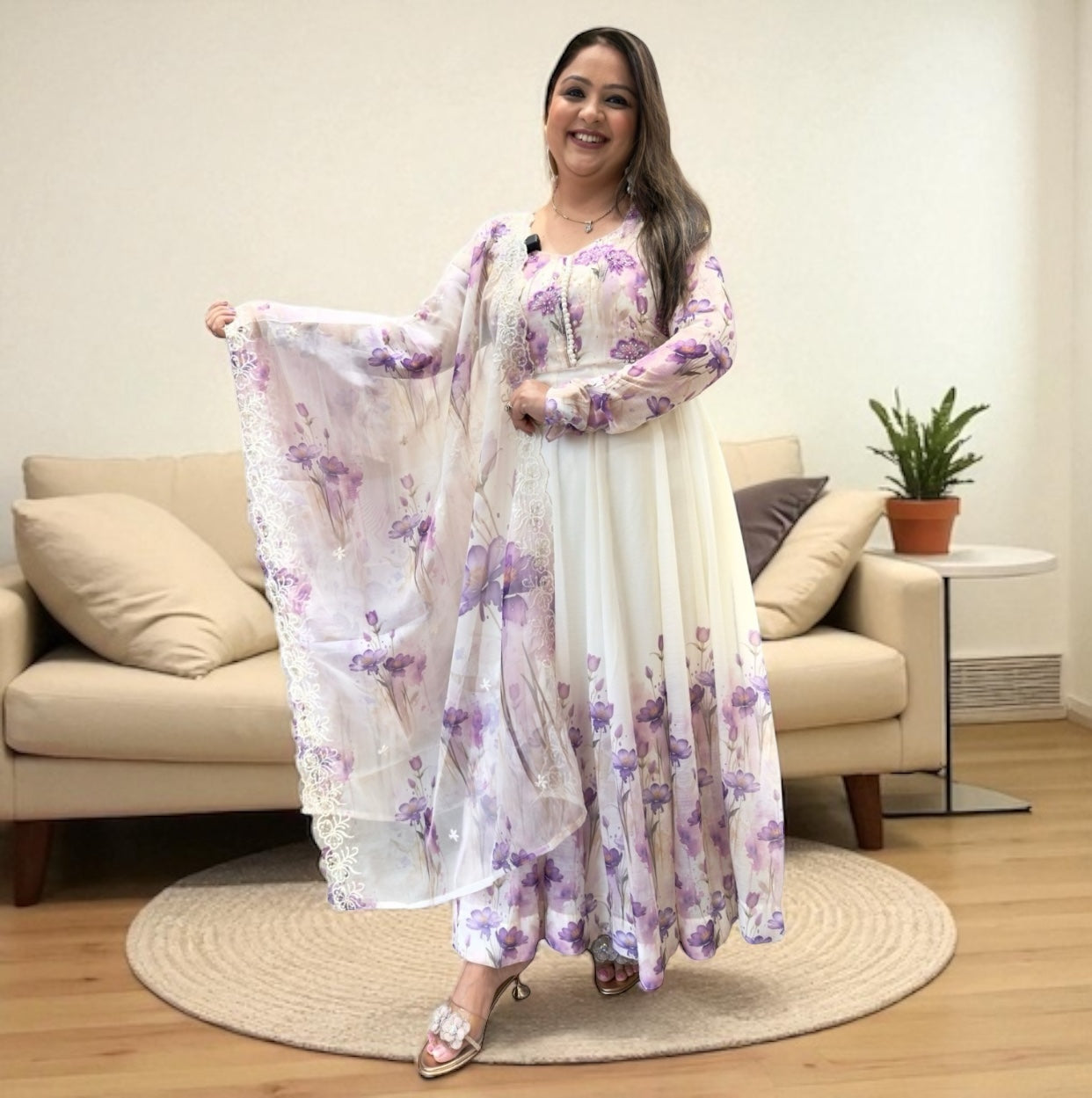 Digital print anarkali kurta set