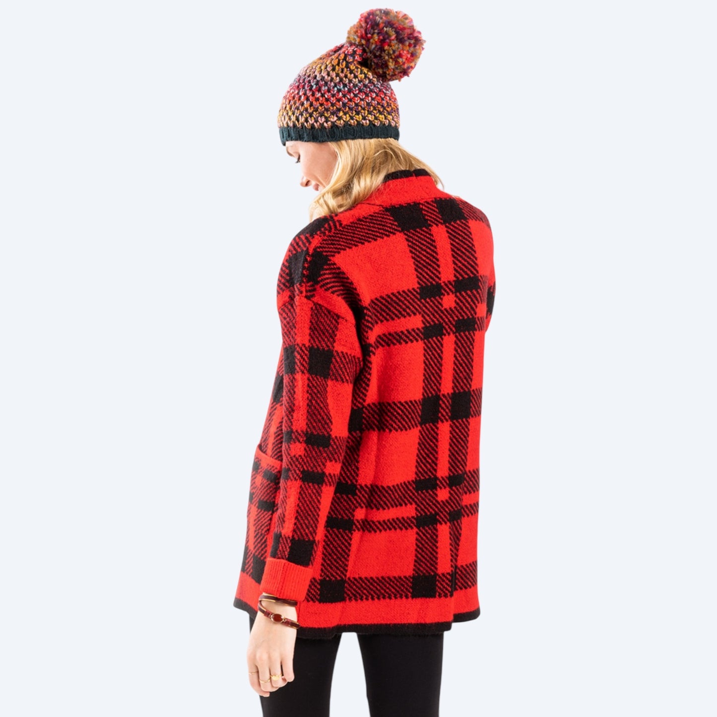 Lapel neck plaid jacquard jacket