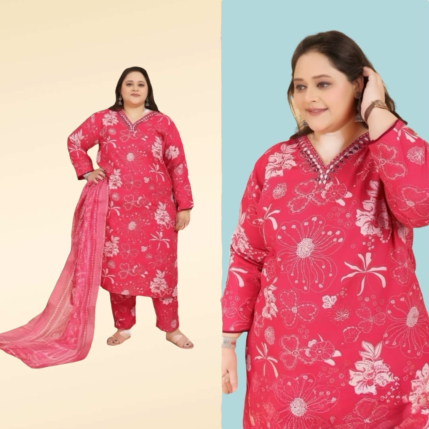 Moksh international big size kurta set