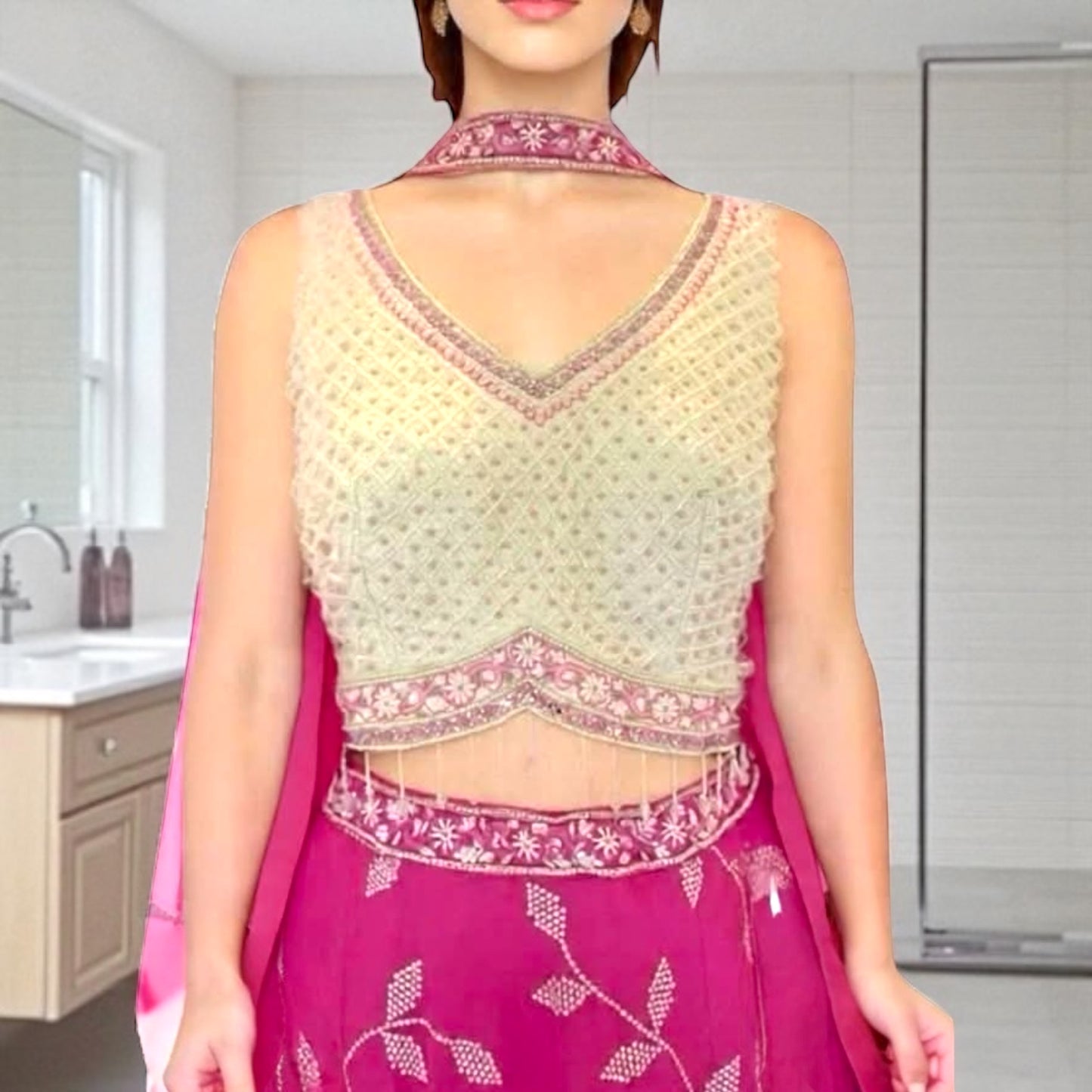 Pearl work lehenga