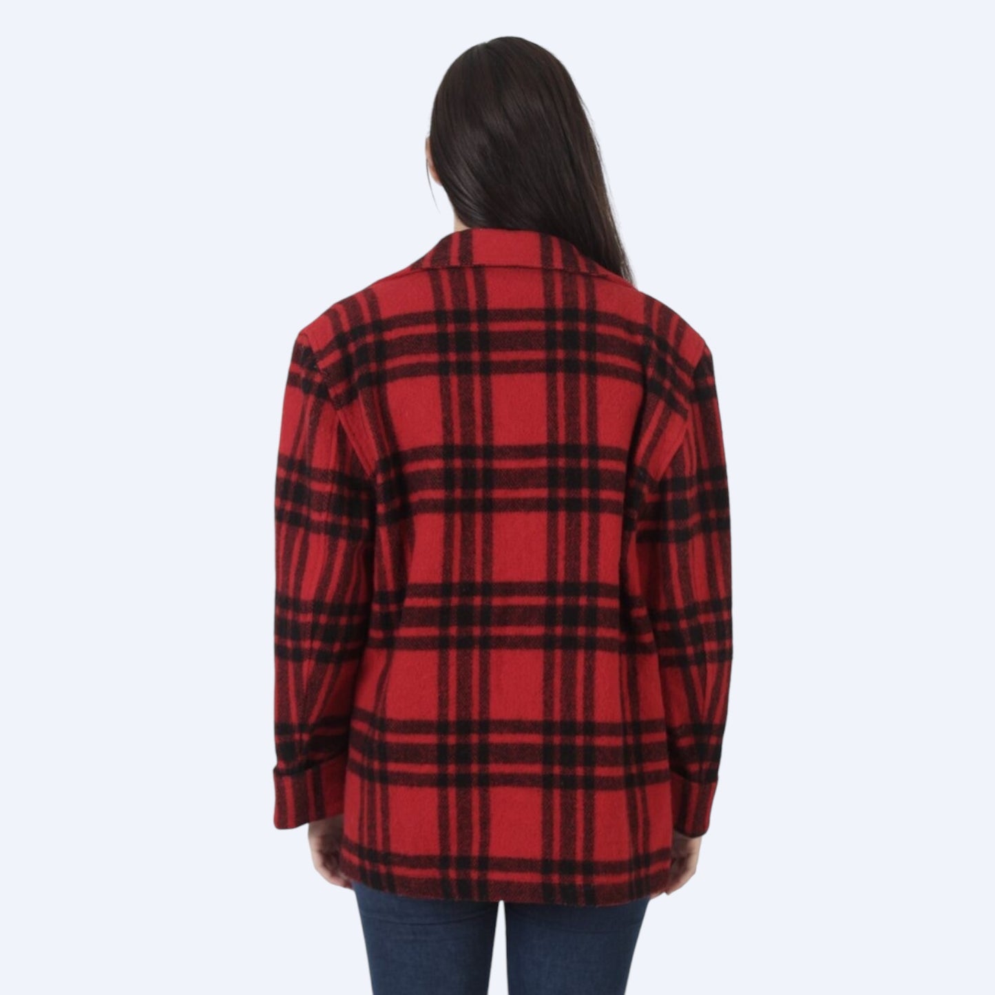 Lapel neck plaid jacquard jacket