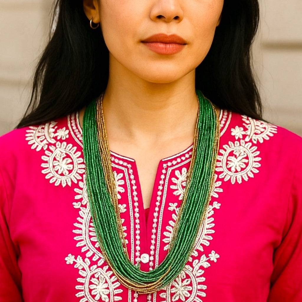 Hydro tri-color ethnic necklace potey