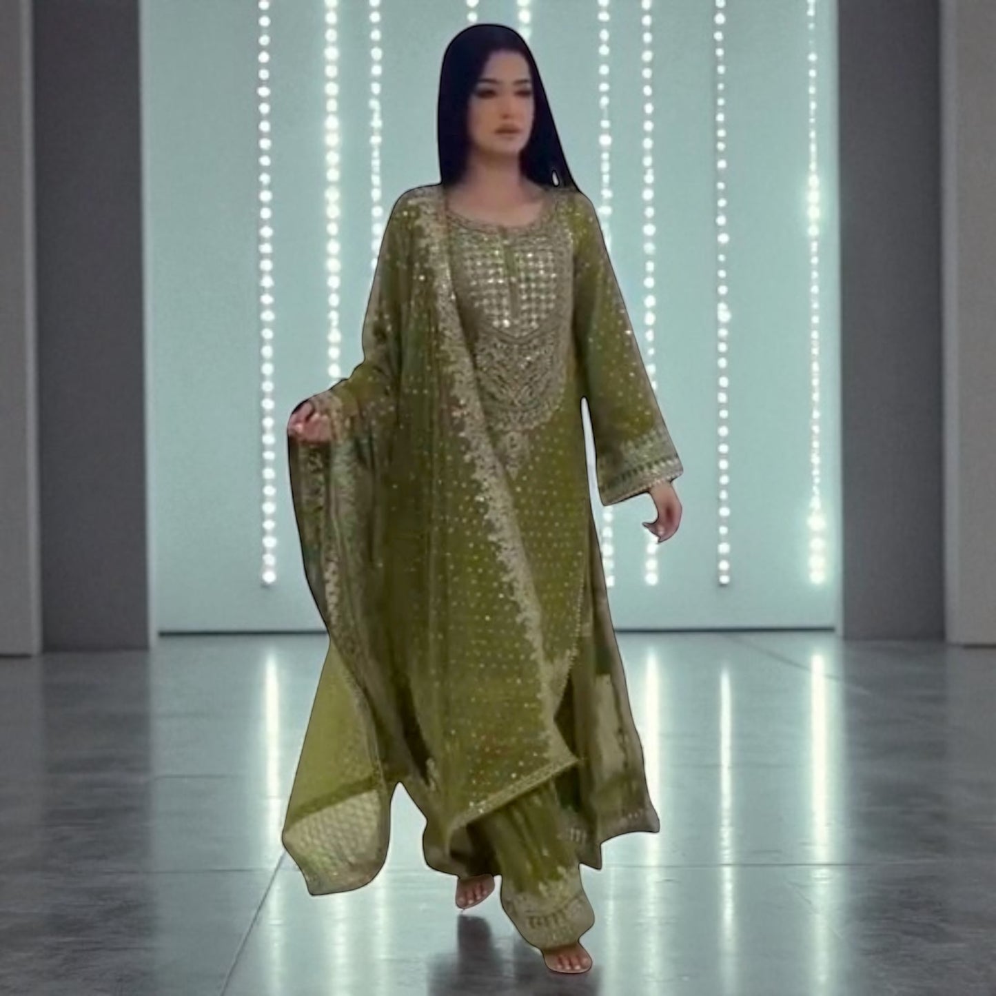 Embroidered Garara Set with Zari Work