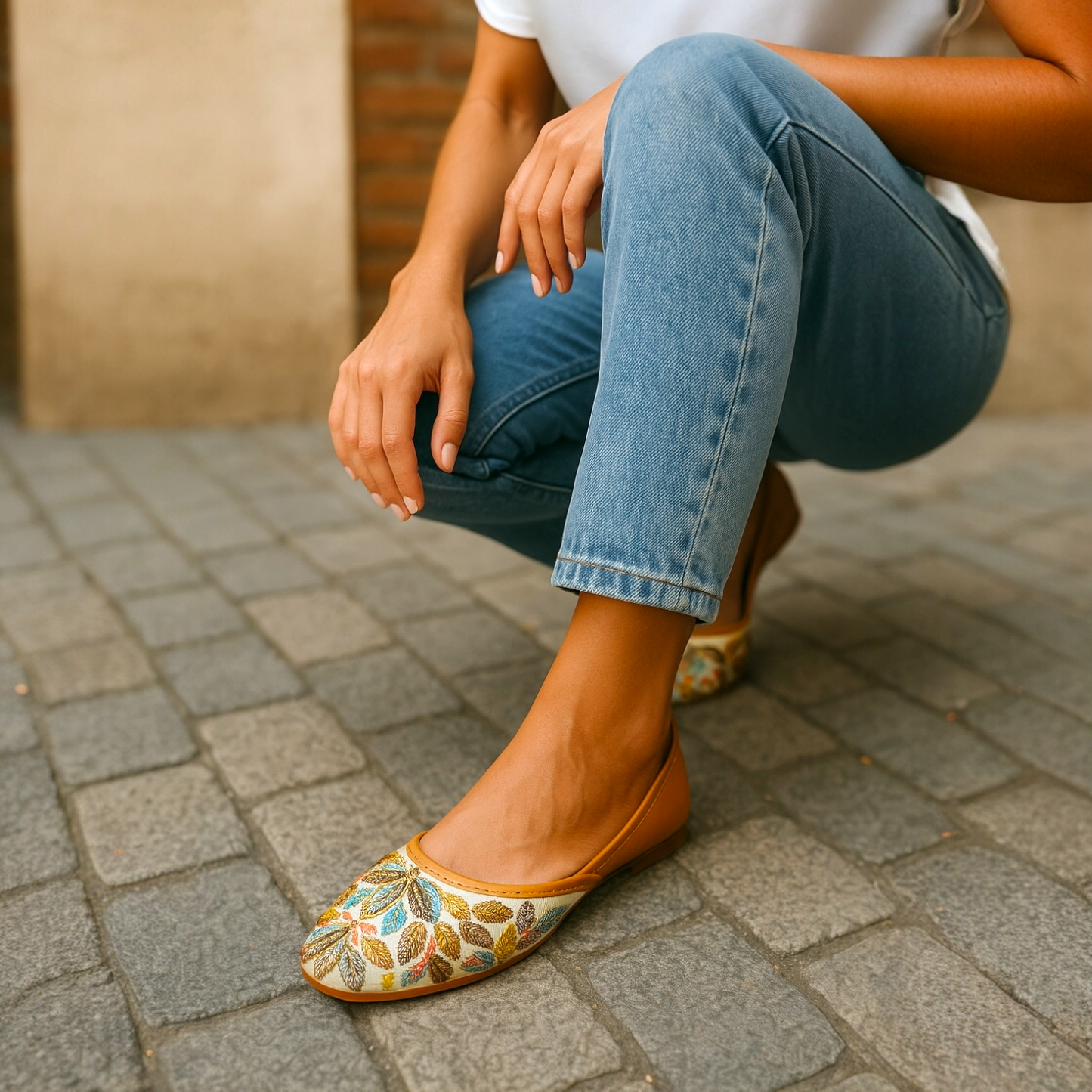 Perfect gold sequined shoes woman