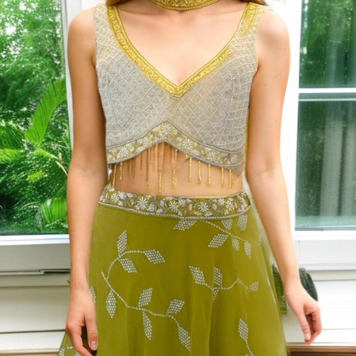 Pearl work lehenga