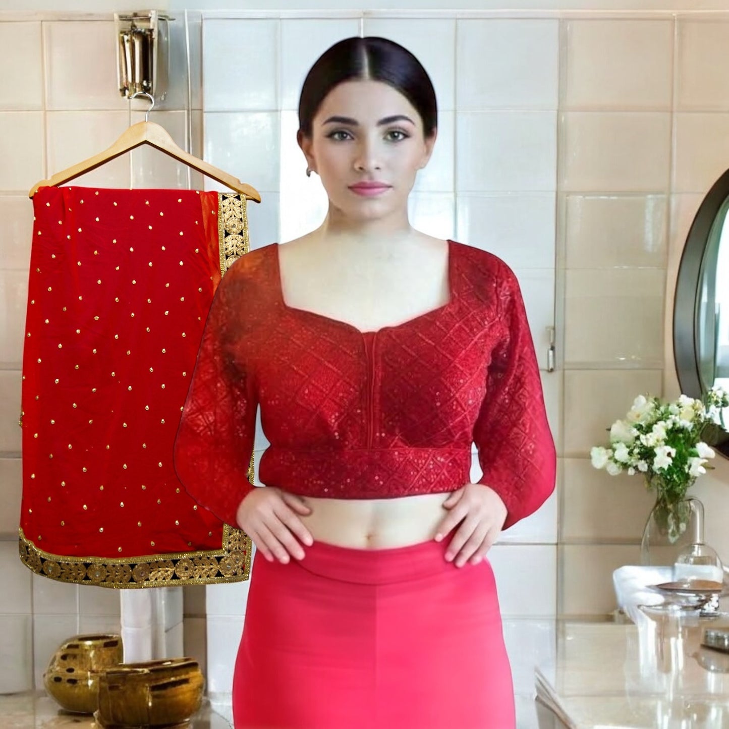 Sequins long sleeve blouse