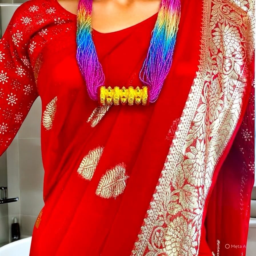 Kumkum Zari Work Sari Only. Fall and Pico Done.