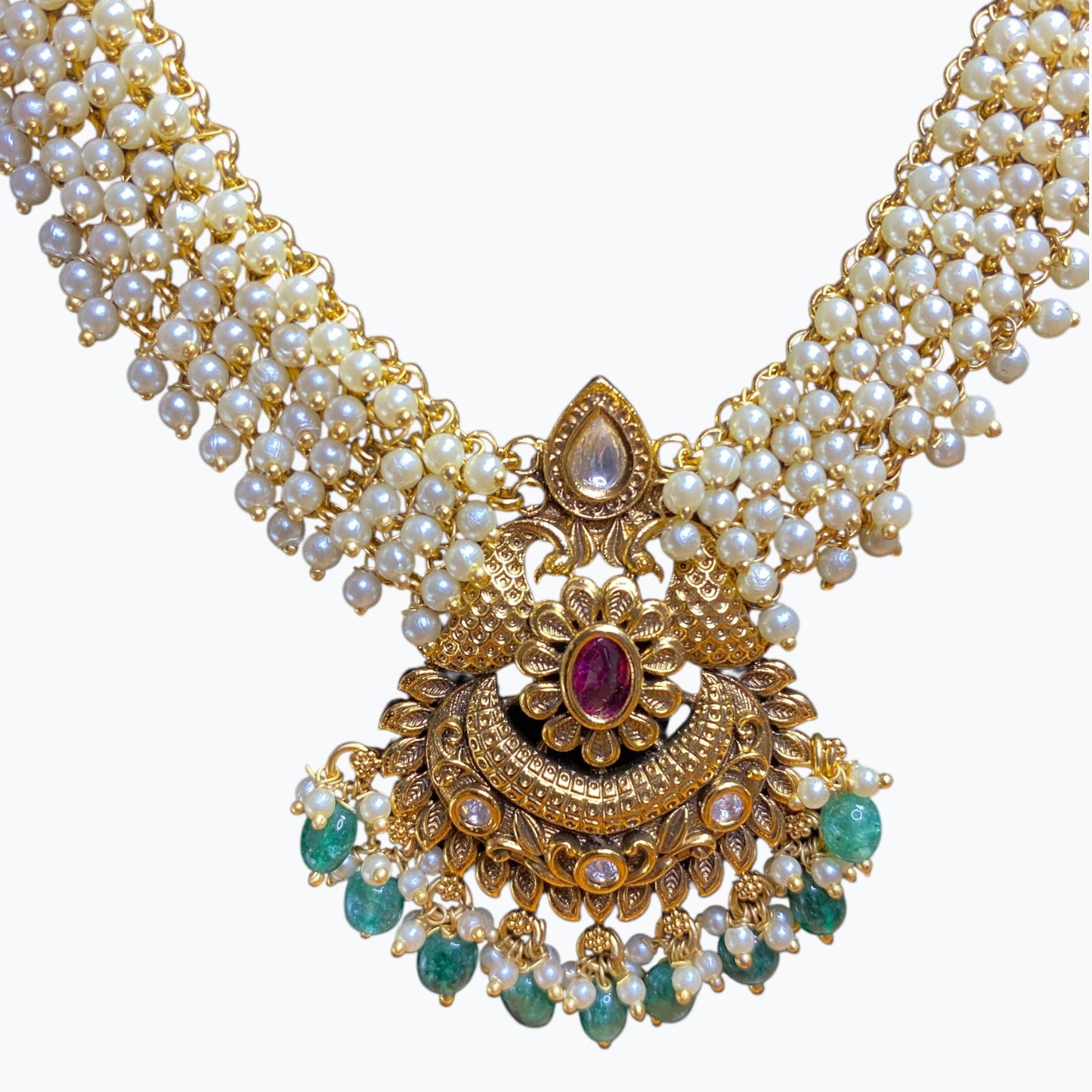 Temple necklace and earrings set