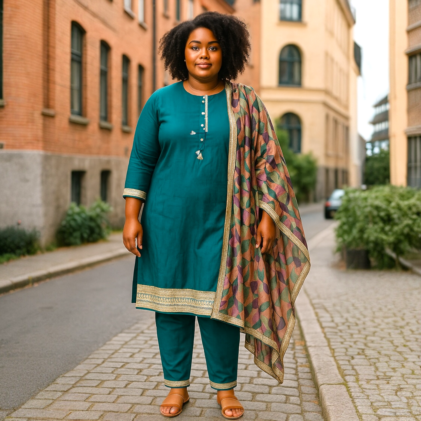Big size kurta set zari work