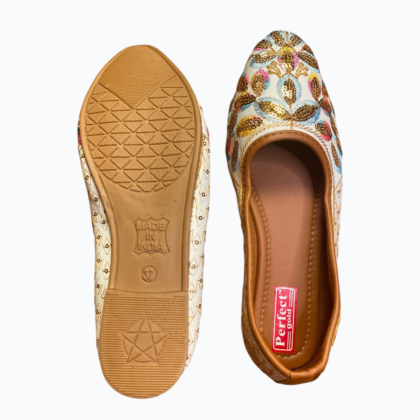 Perfect gold sequined shoes woman