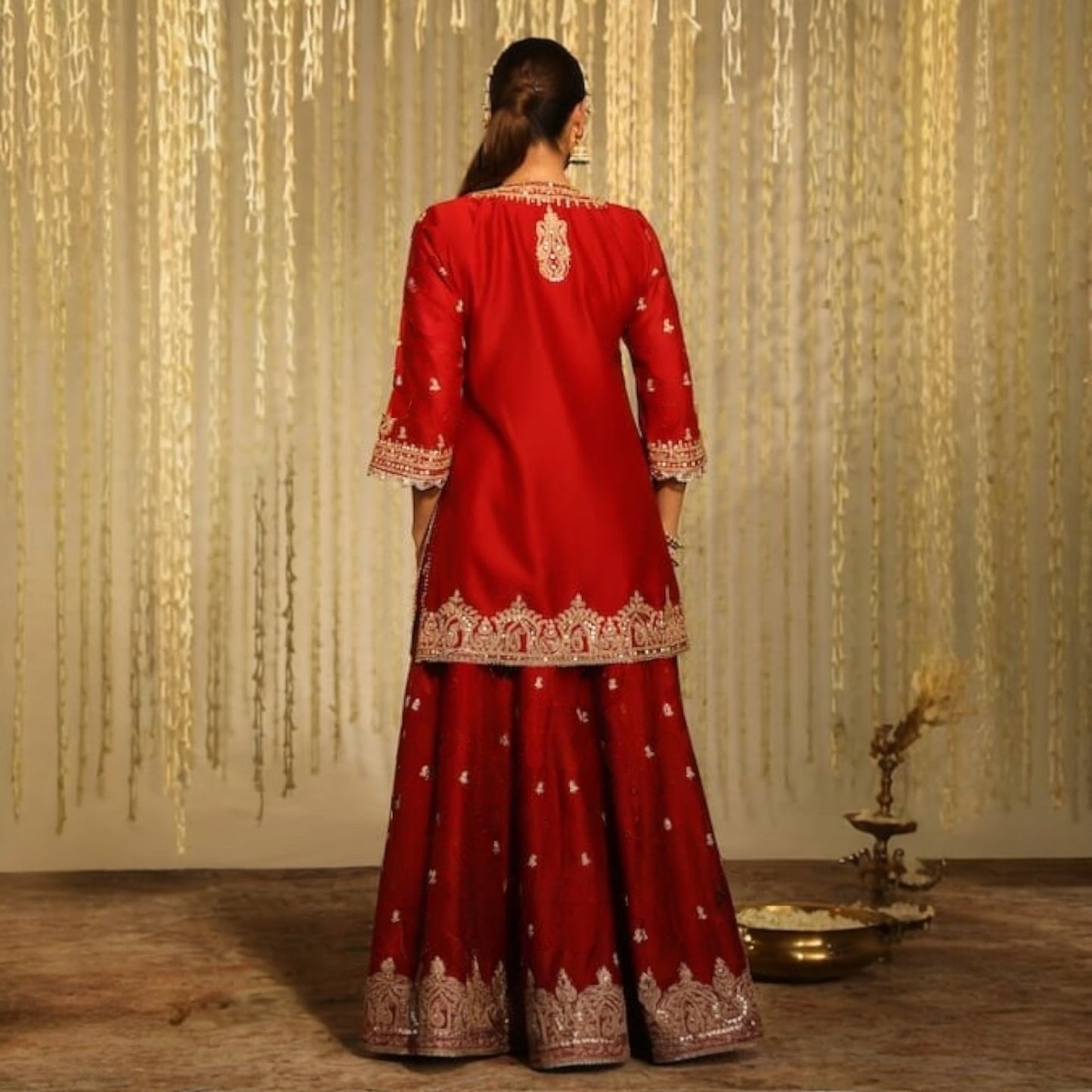 Karachi Style special Sequence and thread Work skirt kurta set