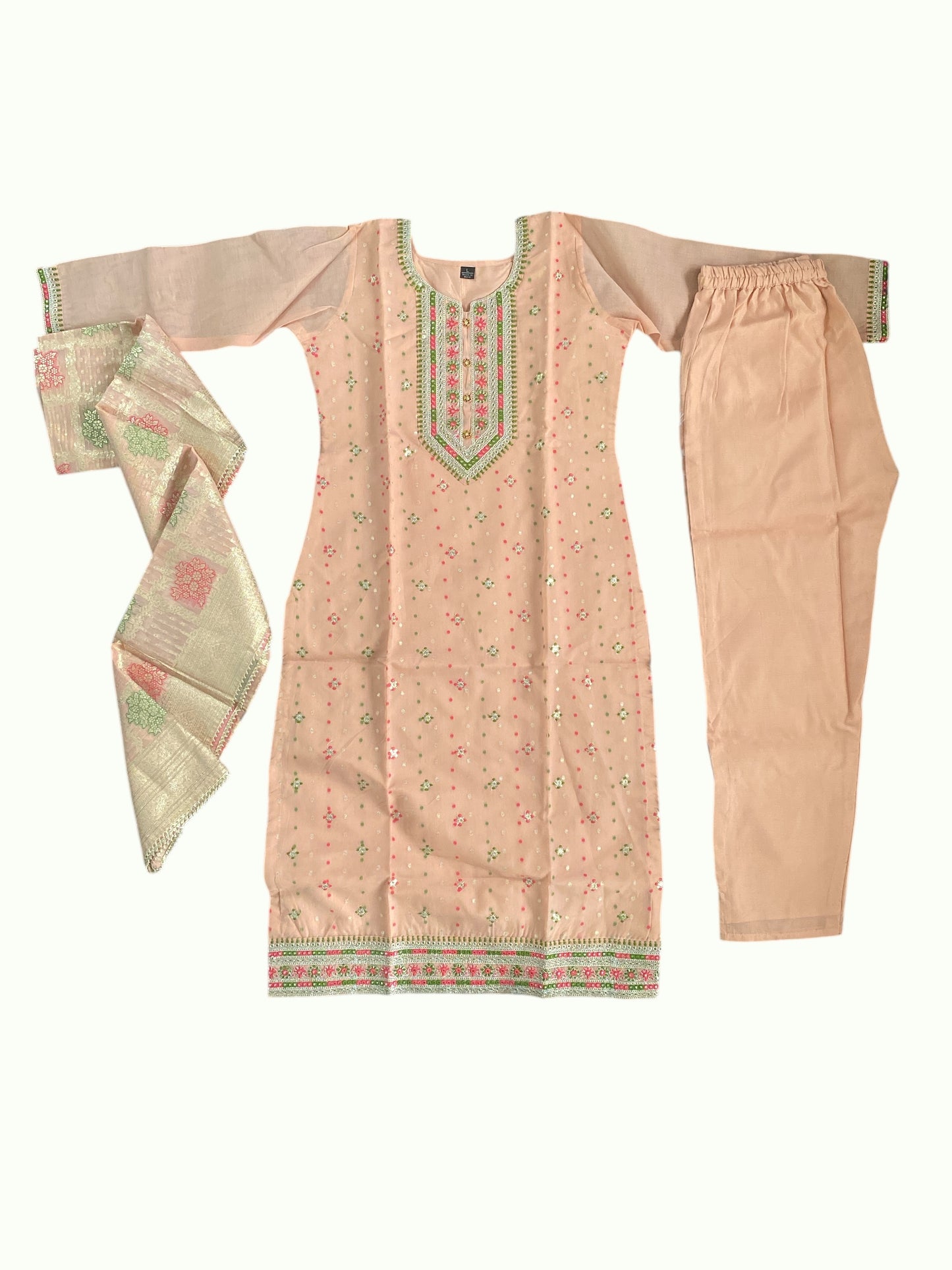 Cotton silk straight kurta set