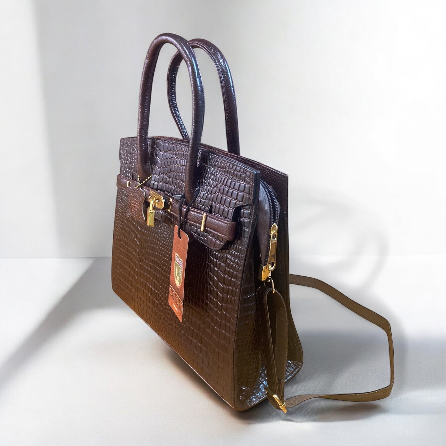 Croc-embossed leather bag