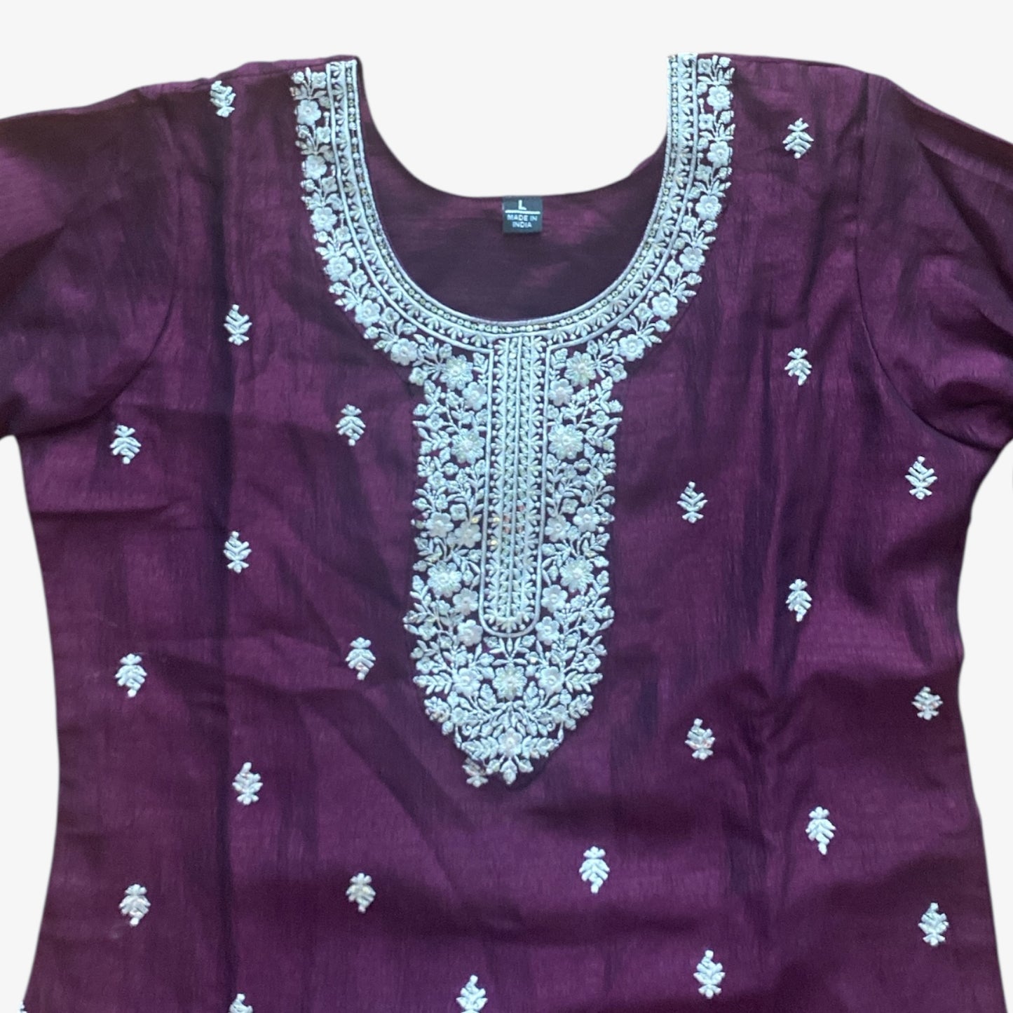 Silver Embroidered Kurta Set