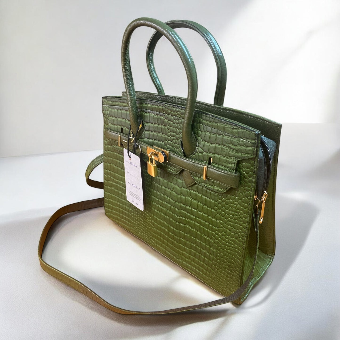 Croc-embossed leather bag