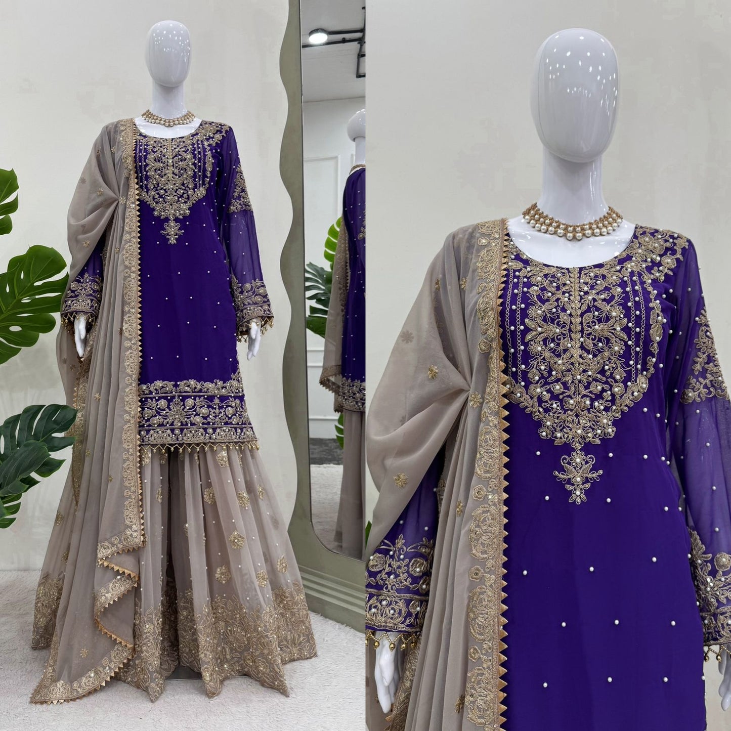 Pearl Work sharara set