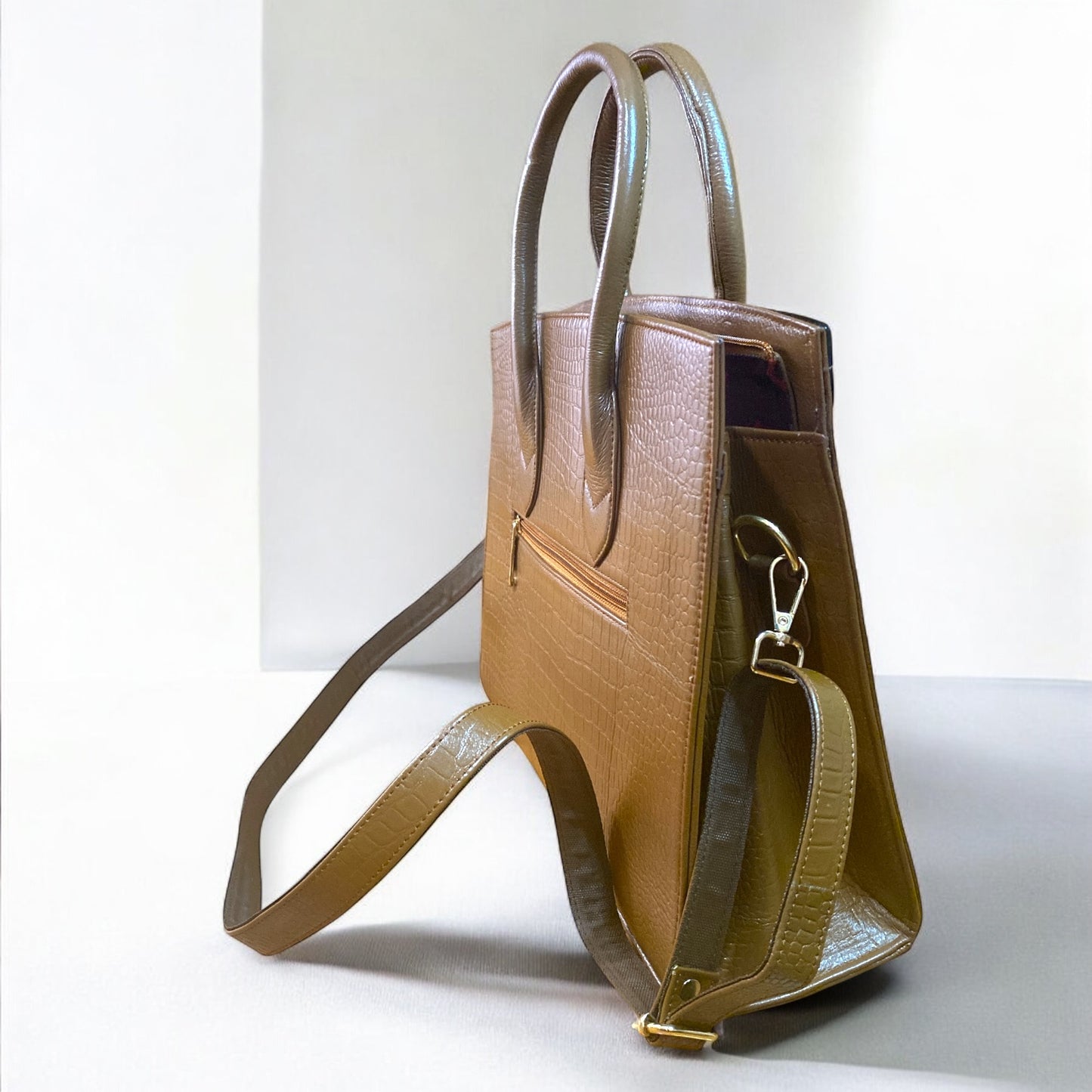 Croc-embossed leather bag