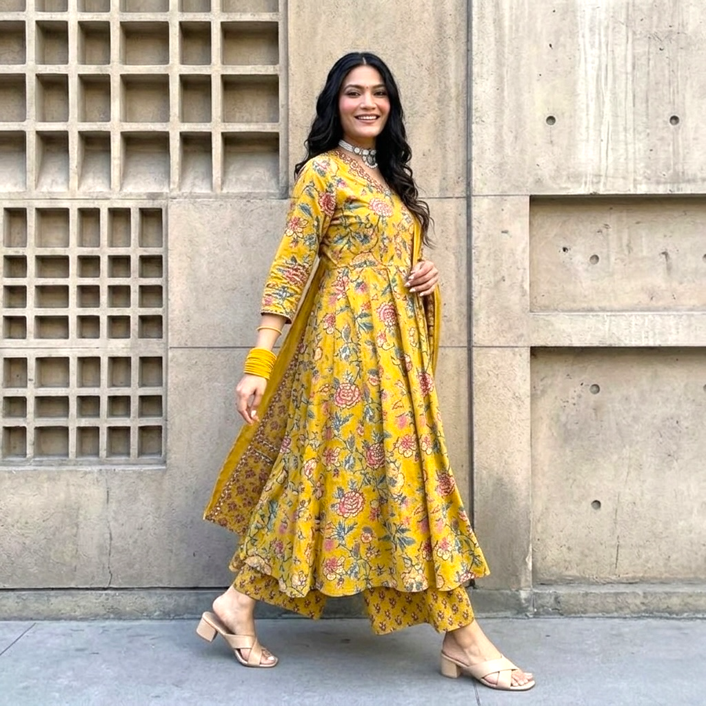Jaipuri-style anarkali suit set