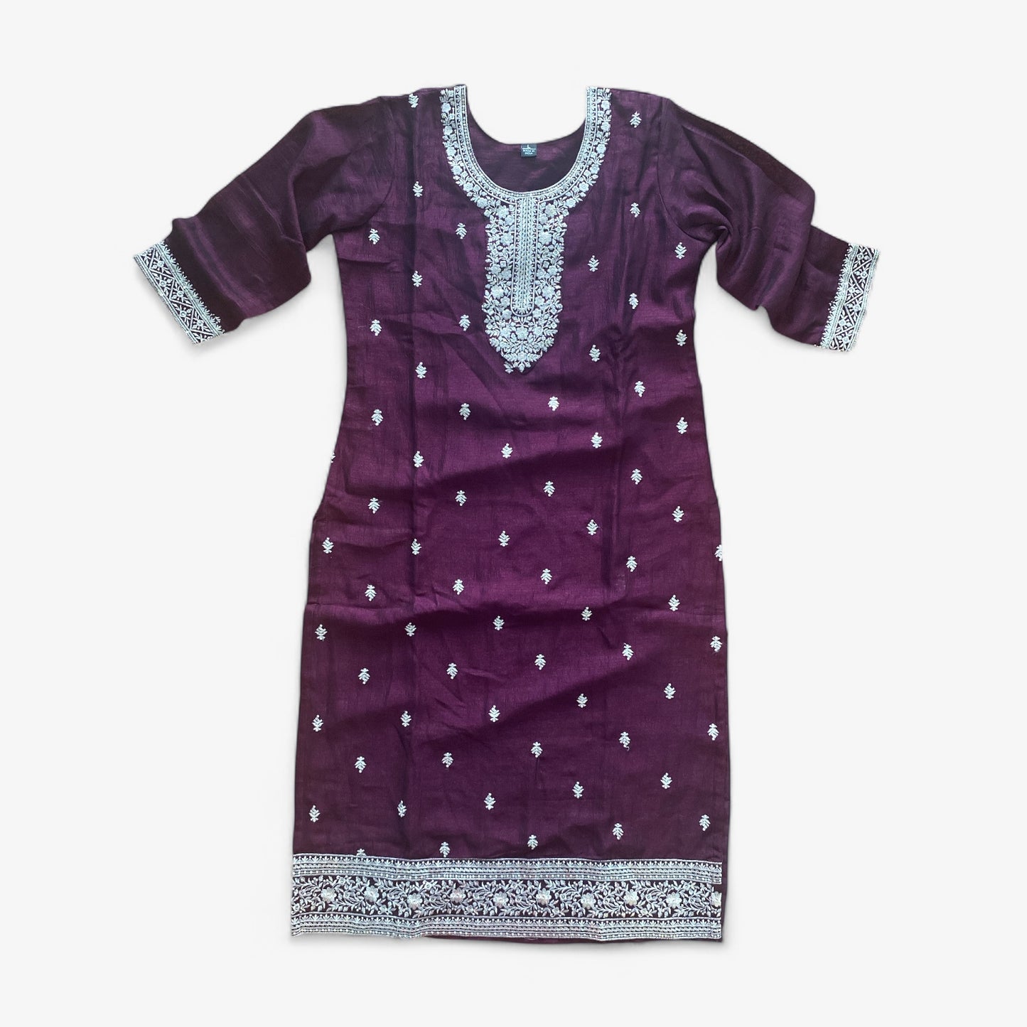 Silver Embroidered Kurta Set