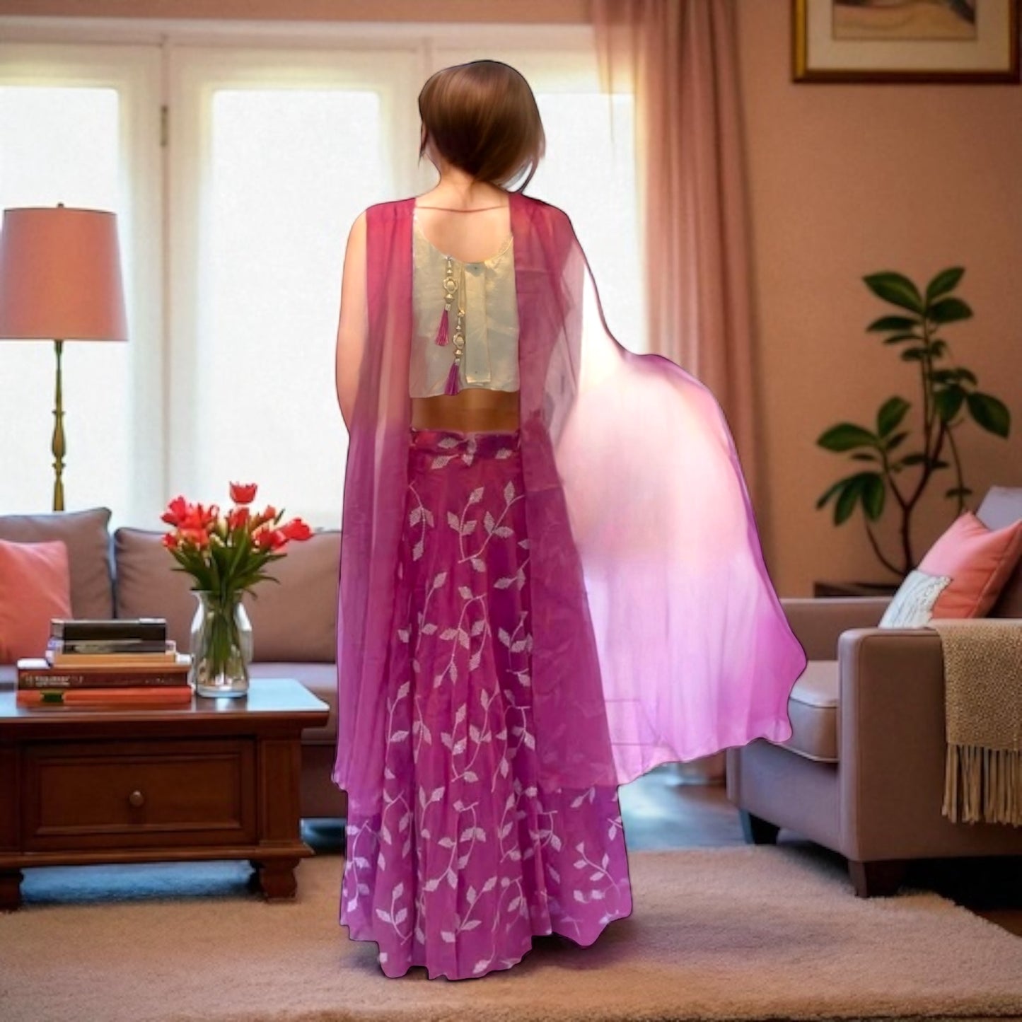 Pearl work lehenga