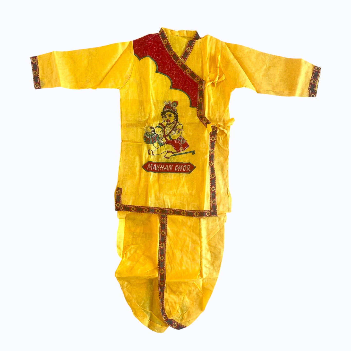 Dhoti kurta with lord Krishna prints.