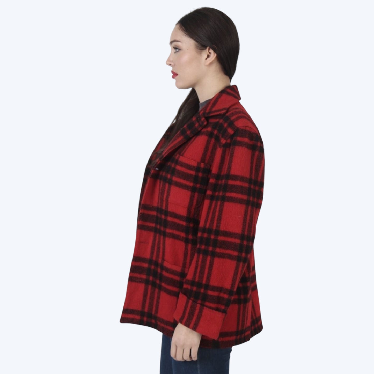 Lapel neck plaid jacquard jacket