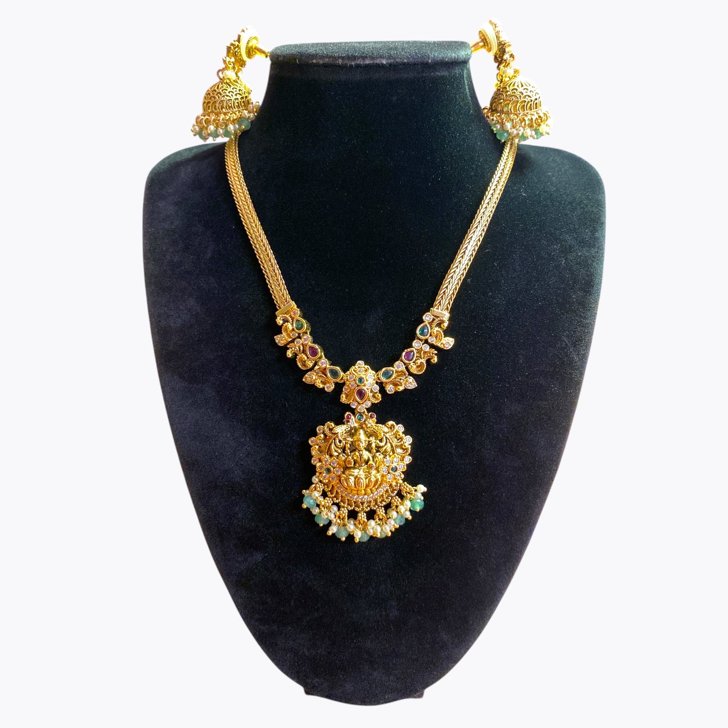 Goddess Laxmi temple neclace and earrings sets
