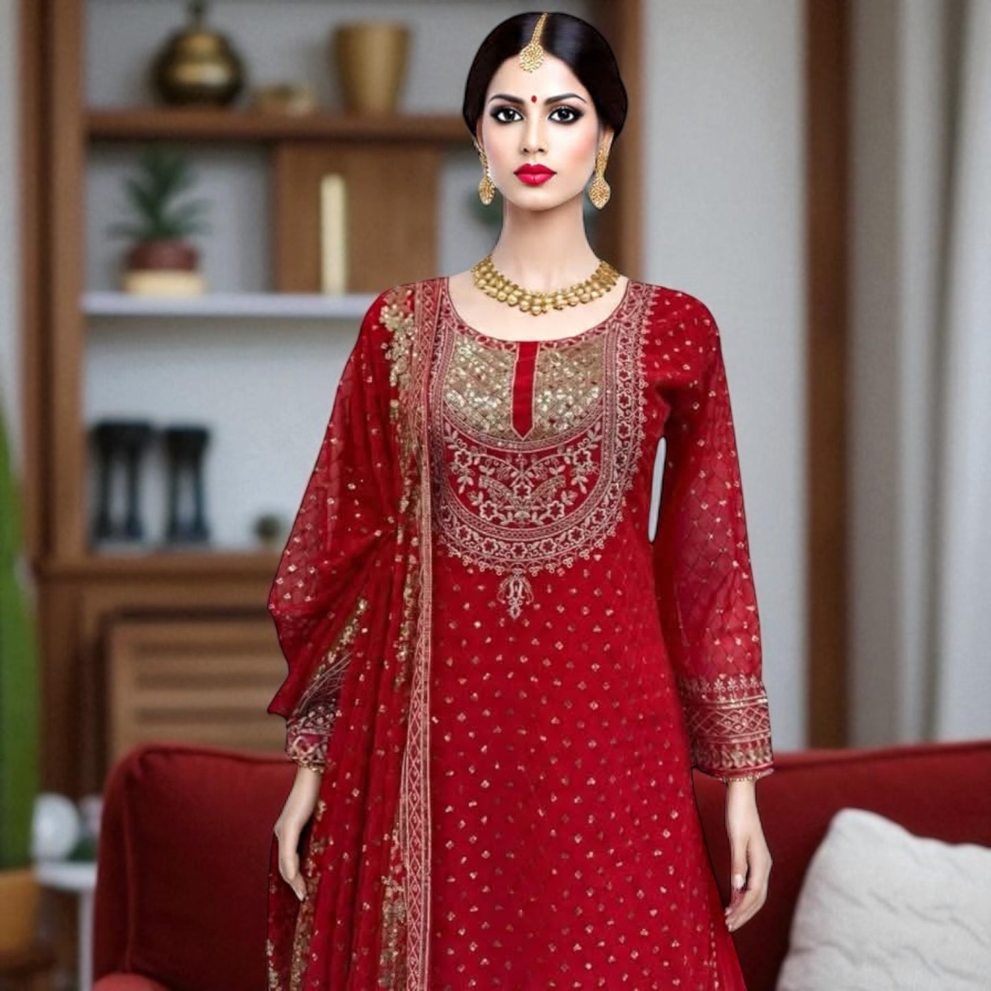 Embroidered Garara Set with Zari Work