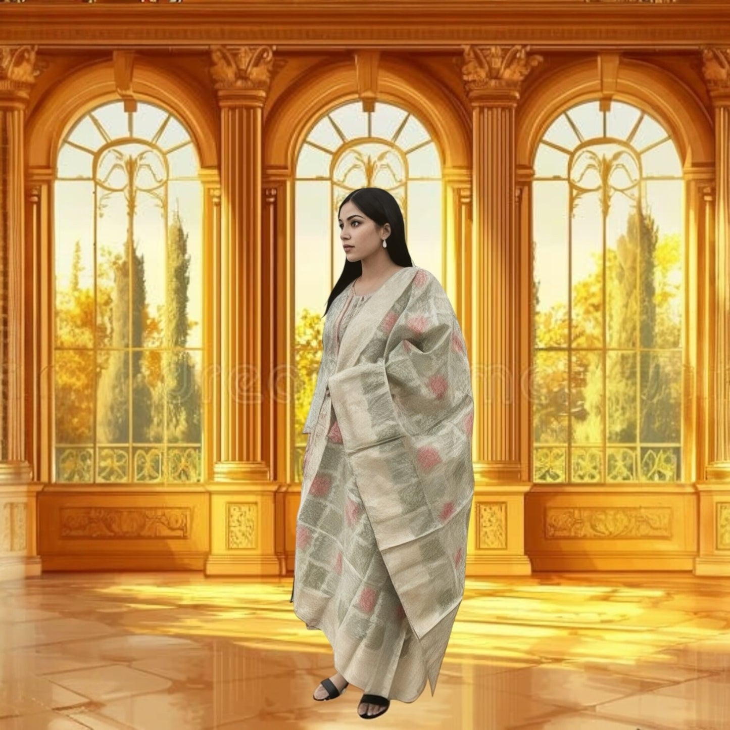 Cotton silk straight kurta set