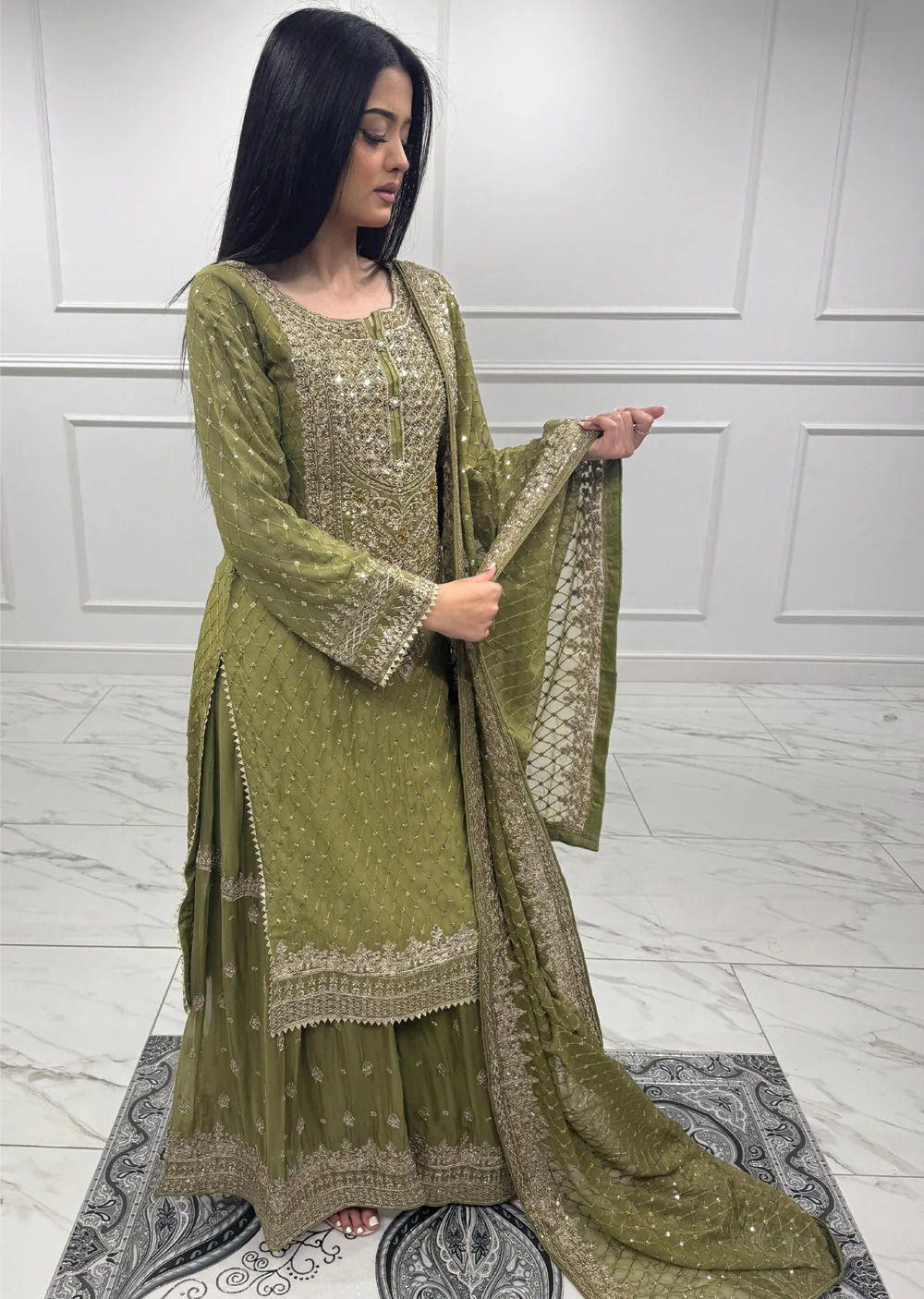 Embroidered Garara Set with Zari Work