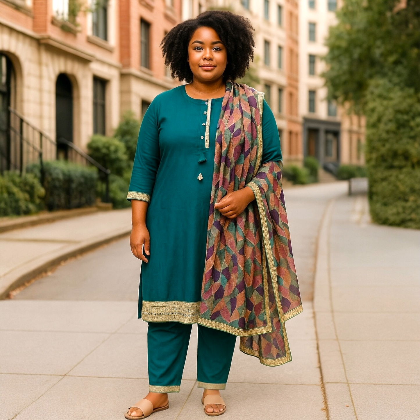 Big size kurta set zari work