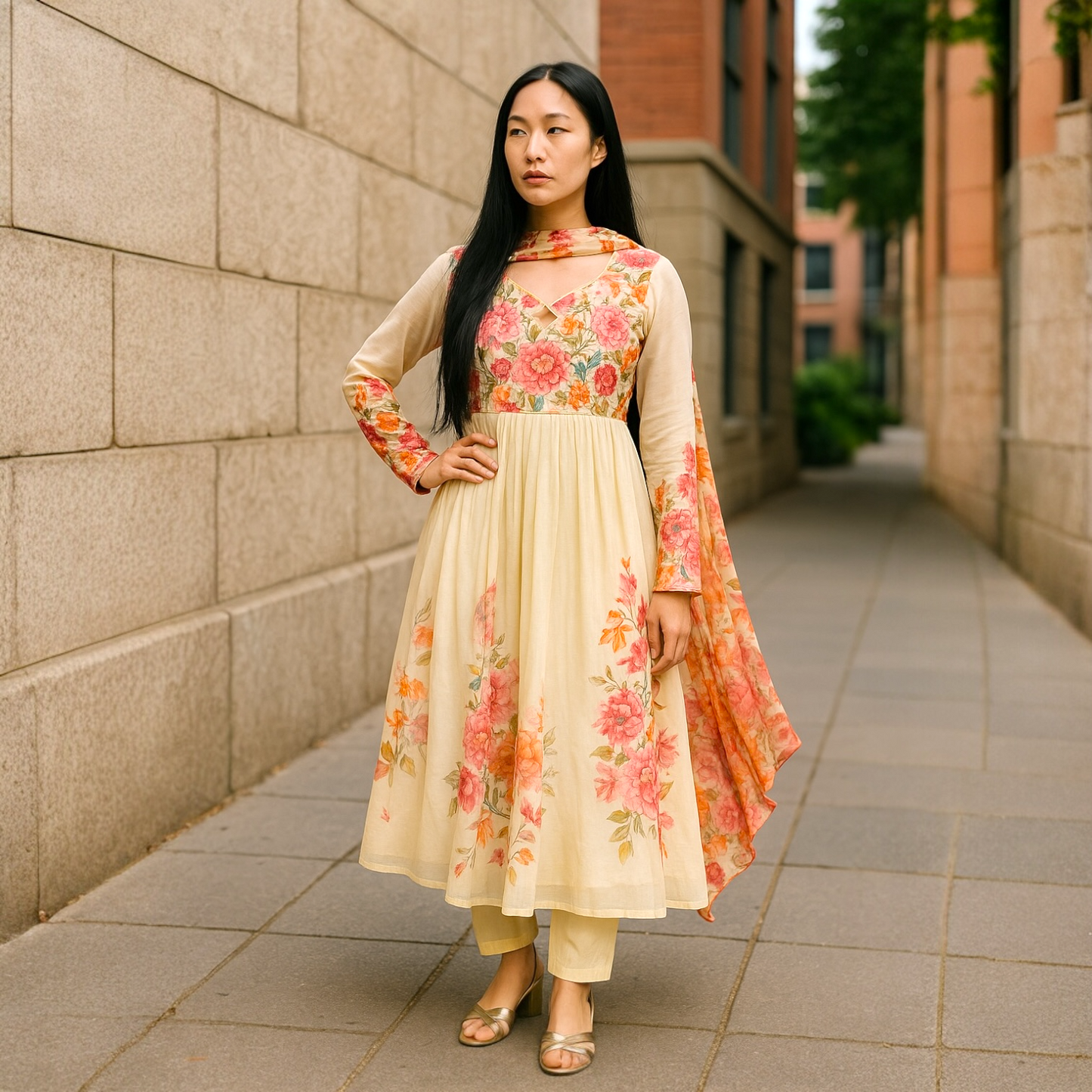 Floral anarkali set