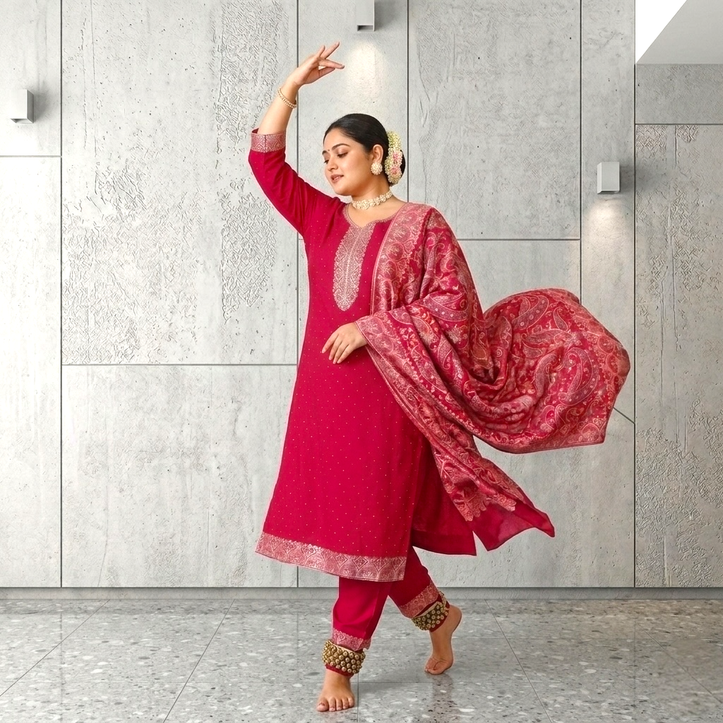 Plus size kalki style straight-fit kurta set