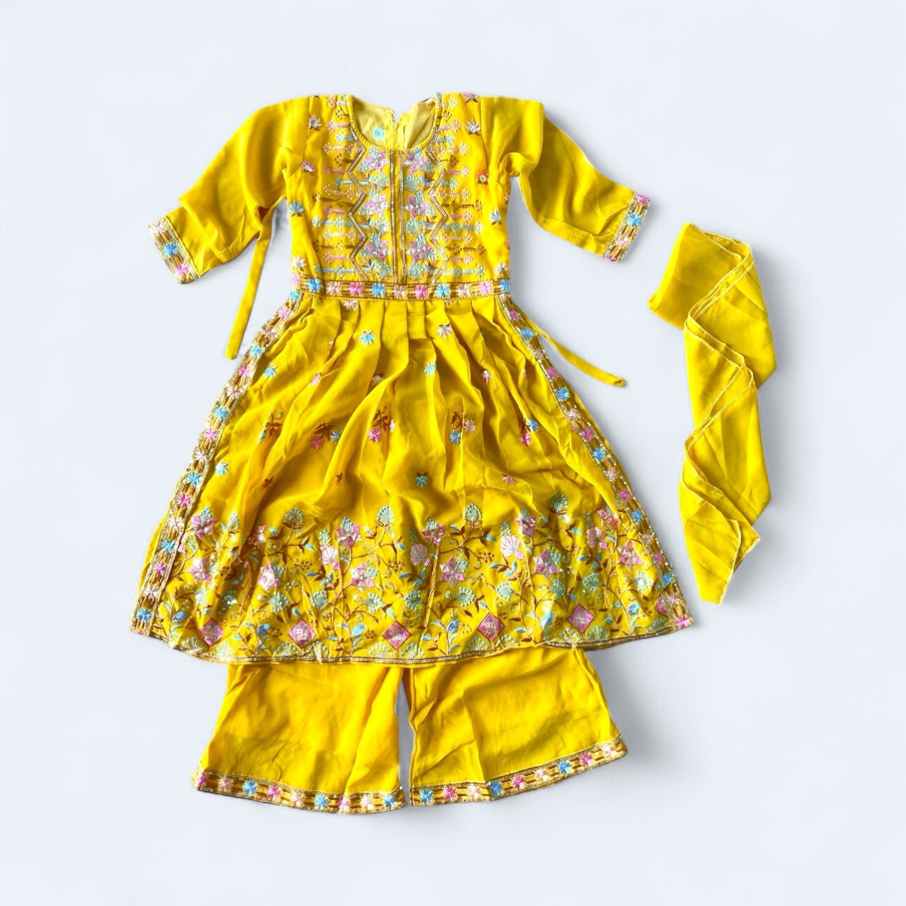 Trendy kurta sets with palazzo & dupatta