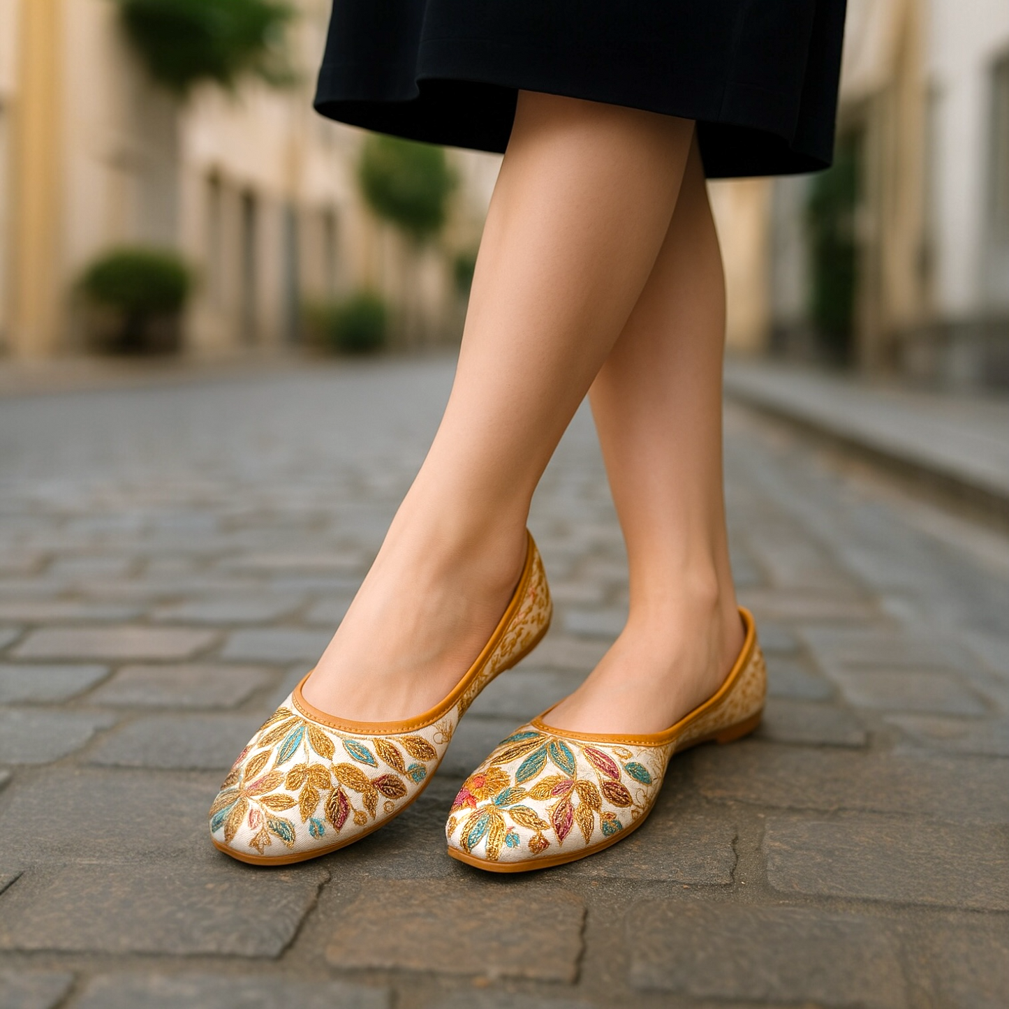 Perfect gold sequined shoes woman