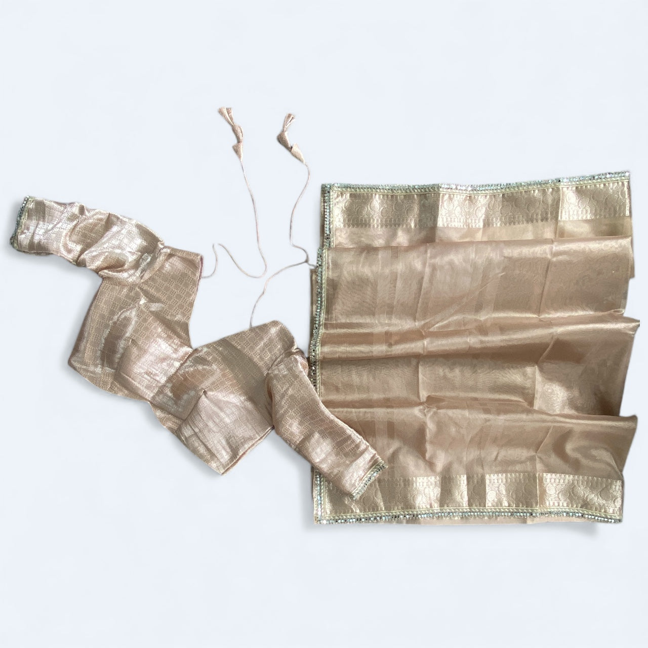 Mirror work boutique saree and blouse set