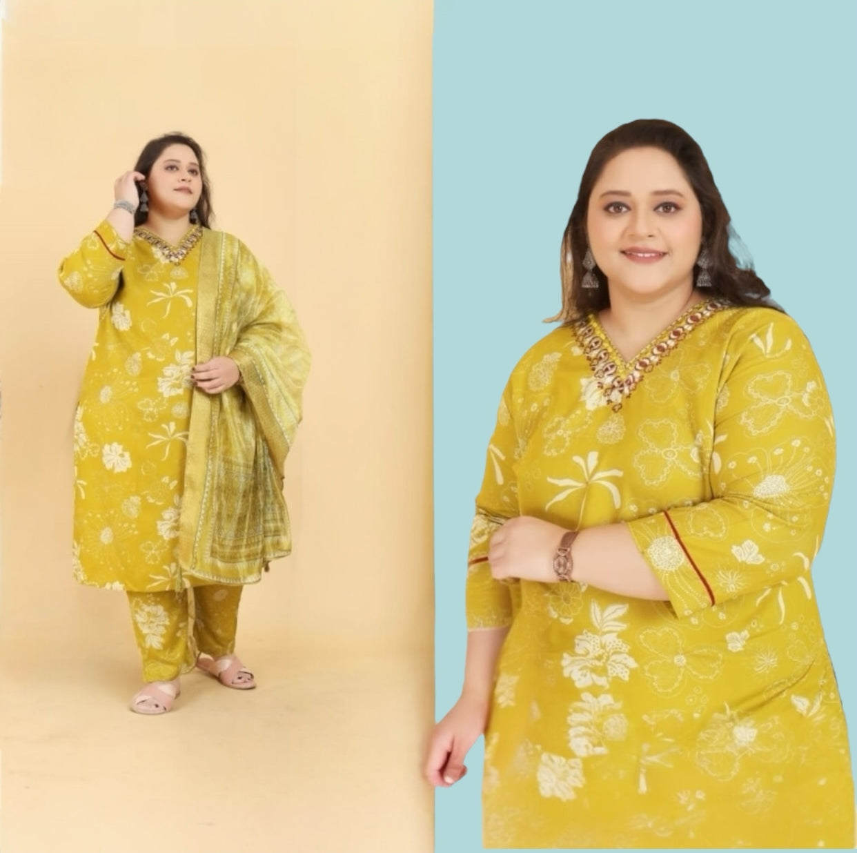 Moksh international big size kurta set