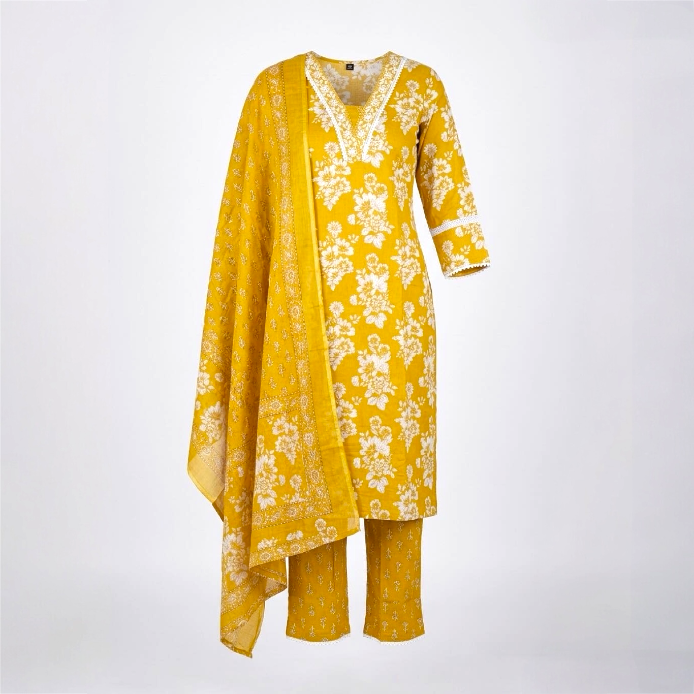 Radiant mustard Flora kurta set