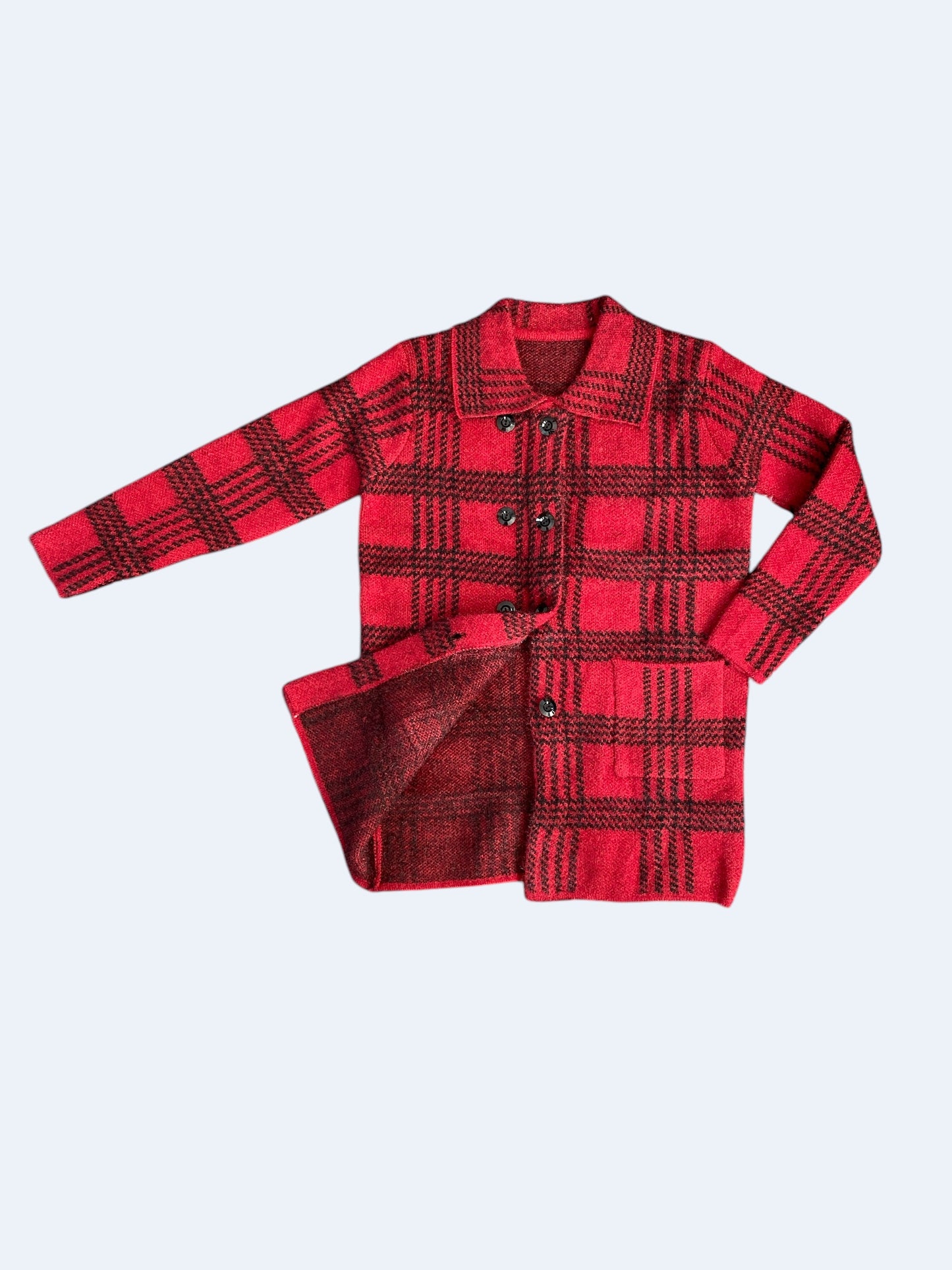 Lapel neck plaid jacquard jacket