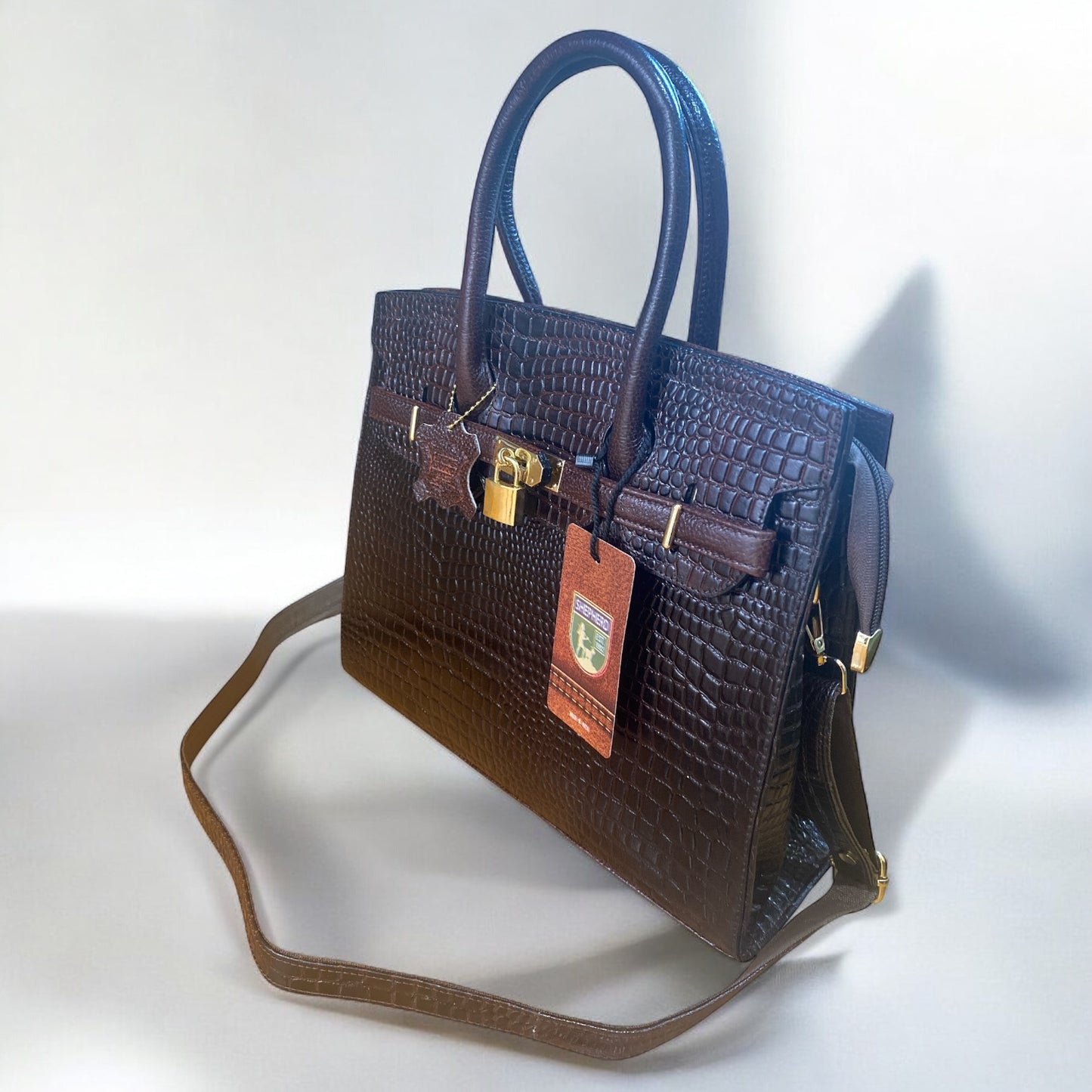 Croc-embossed leather bag