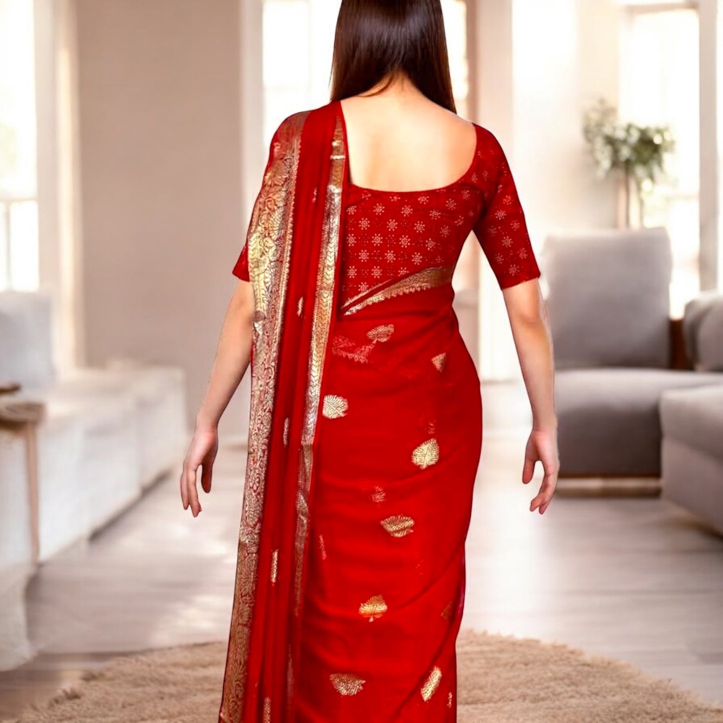 Kumkum Zari Work Sari Only. Fall and Pico Done.