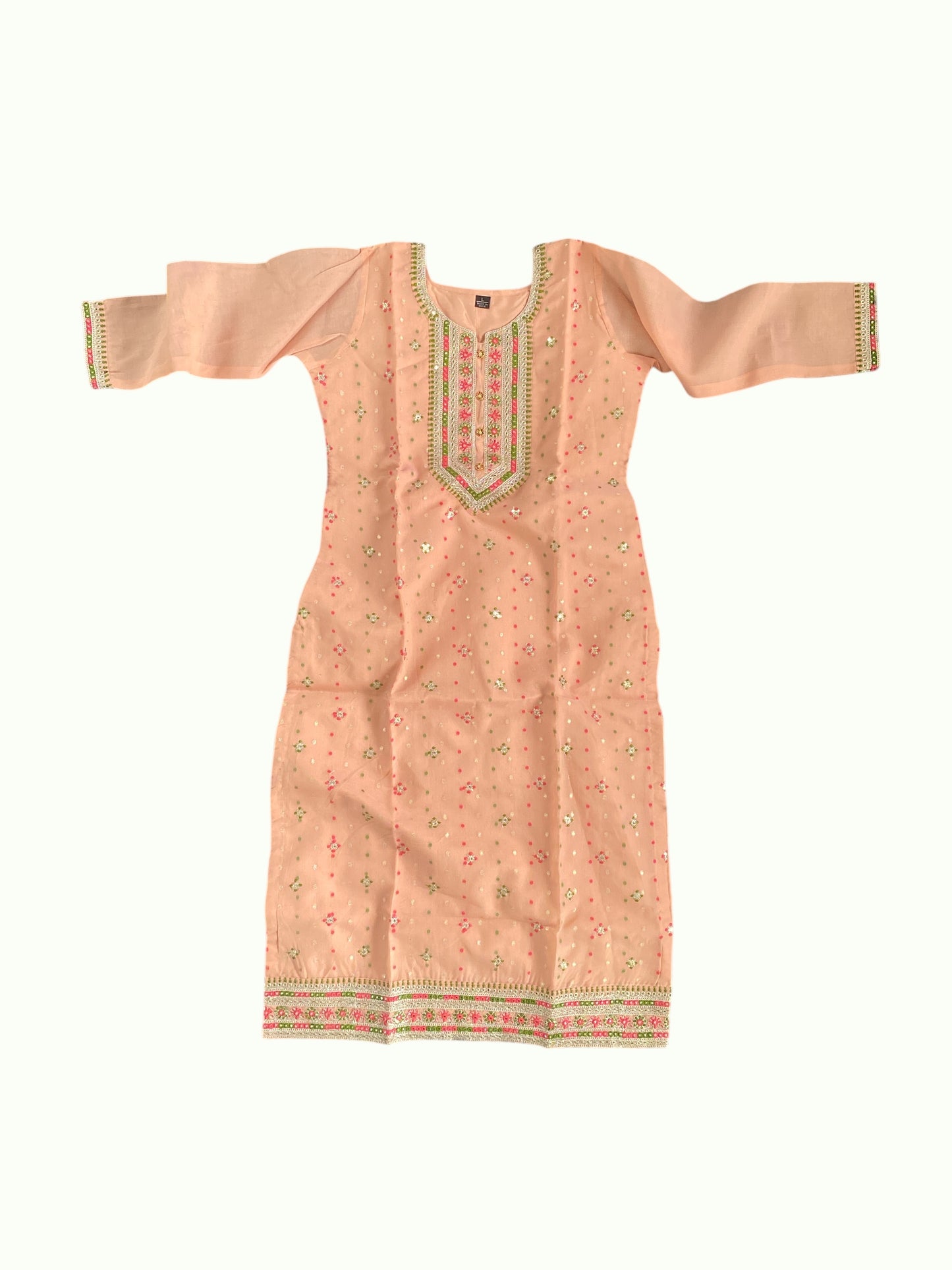 Cotton silk straight kurta set